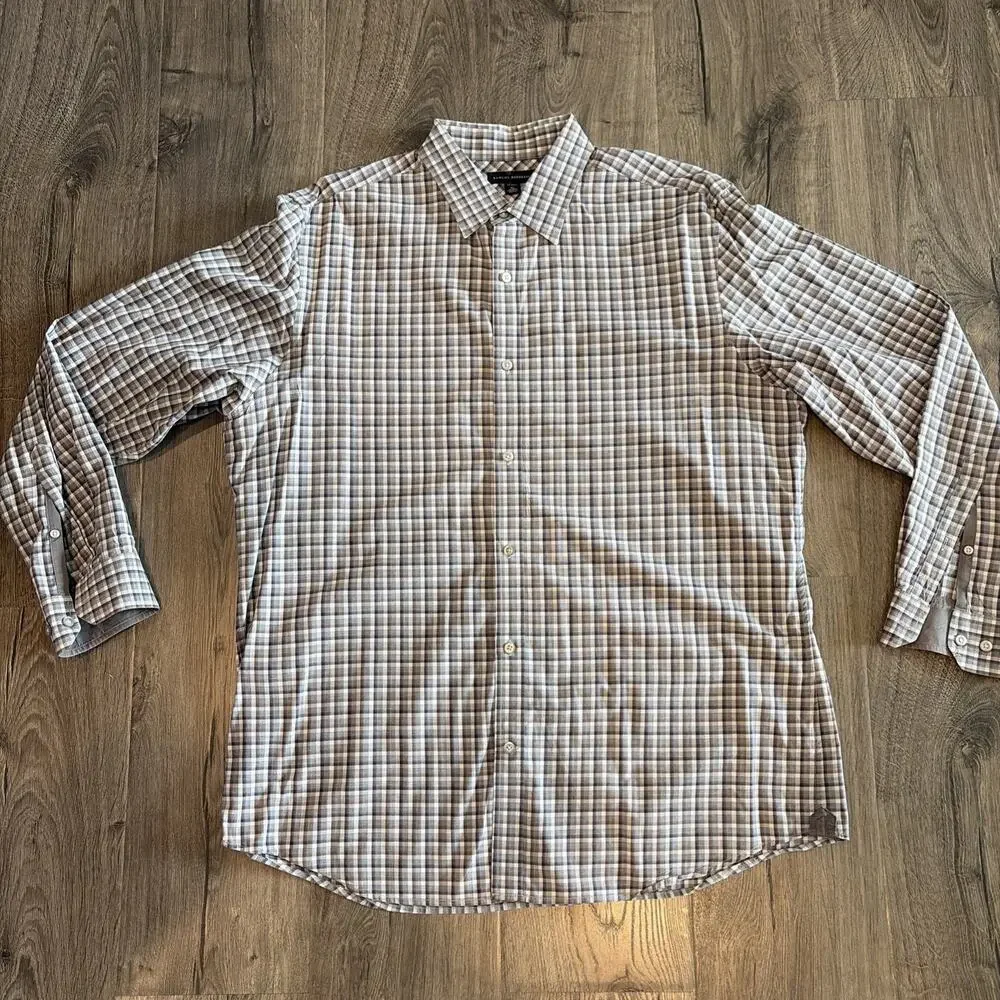 Banana Republic Shirt Mens 17/ 17.5 XL Heather Plaid Long Sleeve Button Up Shirt